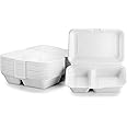Signature Packaging - Takeaway Containers with Lids - Clamshell Takeaway Boxes Disposable Food Containers - 50 Pack - 2 Compartments