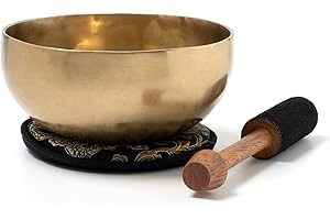 KLANGSCHALEN-CENTER Tibetische Klangschale I ca. 300 g I für Meditation, Yoga, Achtsamkeit I Inkl. Klöppel/Pad I Handgeschmiedet I Fair Trade aus Nepal