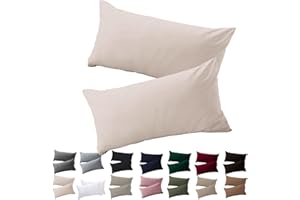 Soifox Poszewka na poduszkę 30 x 50 cm, 2 sztuki w zestawie, beżowa, 100% mikrofibra, odporna na ścieranie i hipoalergiczna poszewka na poduszkę z zamkiem błyskawicznym