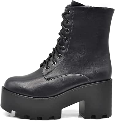 Stivaletti Stivali Platform Carrarmato Invernali Scarpe da Donna Lacci  Tacco Grosso Anfibi 3715 Nero N.41 : Amazon.it: Scarpe e borse
