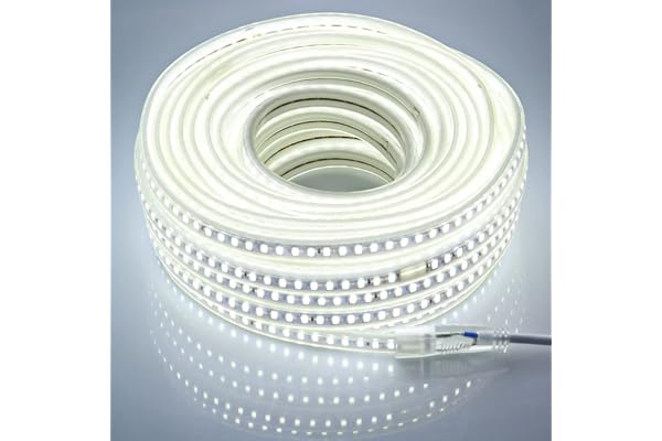 pcning Bande LED 220V Sans Transformateur 20M, SMD 5730 120led/m Ruban LED Chantier Exterieur Etanche IP67 20 metres 6000K Blanc Froid (Blanc Froid, 20M)