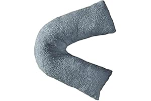 NIGHTZONE Teddy V Shaped complete pillow or Case for support Maternity, Neck, Back, Soft Warm Plush Cosy Fleece Cover (Teddy V Pillow Grey, Case Only)