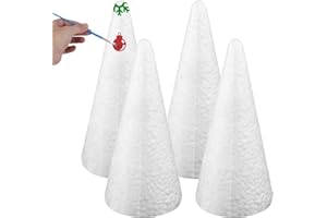 OBELUNRP Coni di polistirolo per mestieri, 4 pezzi da 7,9 pollici coni di schiuma per mestieri, cono di polistirolo decorativo fai -da -te, cono di schiuma per artigianato fai -da -te progetto di Natale.