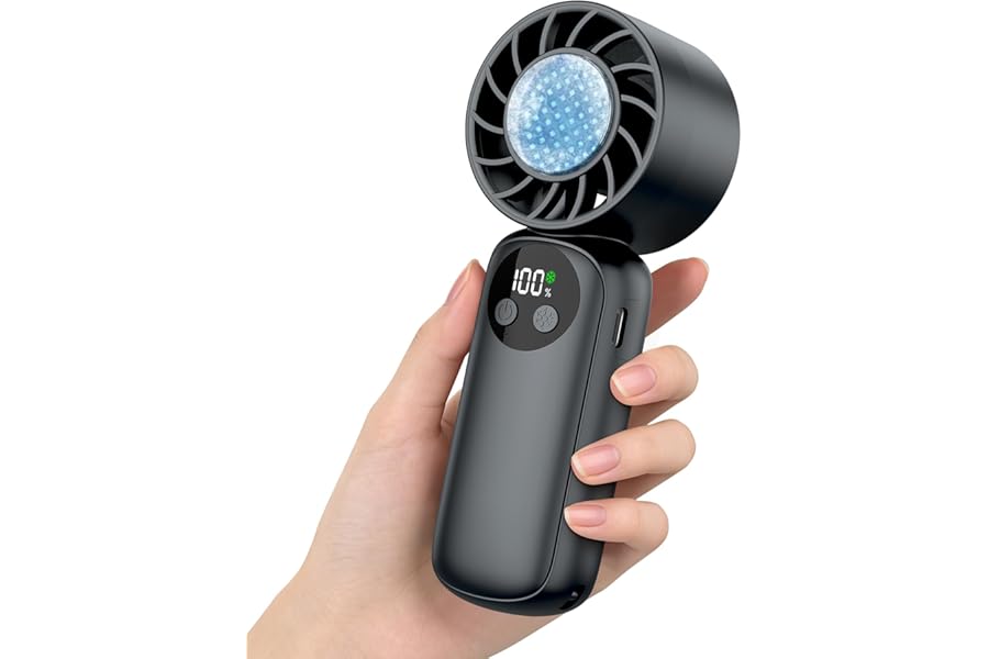 Portable Handheld Fan, High Speed 1-199 Turbo Cooling, 4000mAh Battery Electric Fan Handheld, Up to 30Hrs Cooling, Rechargeable Personal Fan, Small Pocket Fans for Travel/Outdoor/Home (Black)