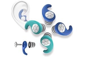 KKNE Tapones Oídos Ruido Dormir – 2 Pares Reutilizables y Lavables en Azul y Verde, Silicona Anti Ronquidos para Dormir, Ideal para Estudiar, Trabajar y Nadar