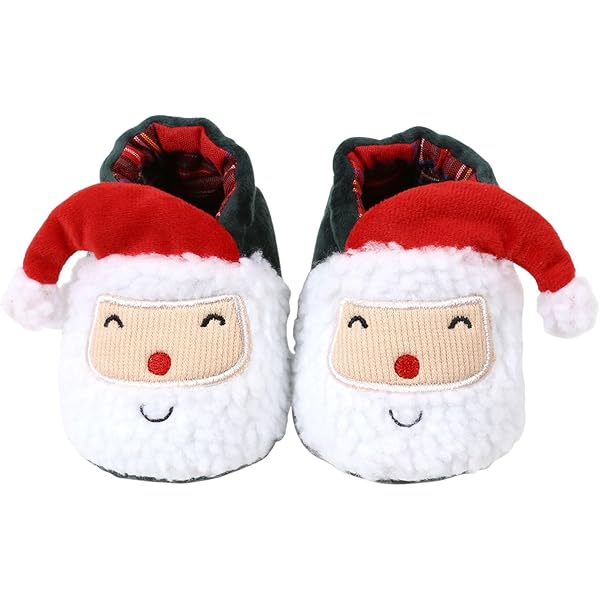Chaussons Bébé Noël Antidérapants - Polaire Rembourrée, Taille 0-18 Mois - Père Noël Ou Sapin