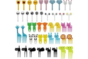 KingYH 46 Pezzi Forchetta per Frutta Animale Cartoni Forchette Frutta Dessert per Bambini Plastica Stuzzicadenti Bento per Bento Sandwich Aperitivo Cocktail Picks Party Supplies