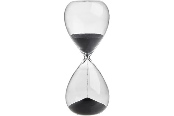 TFA Dostmann Sablier analogique 18.6009.10.90 15 Minutes avec Objet de Design et chronomètre en Verre, Anthracite