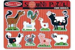Melissa & Doug Puzzle Sonore La Ferme, Cadeau pour garçon ou fille de 2 3 4 ans,Jouet en bois Montessori, Jouets d'éveil et 1er âge, Jouet en bois classique, Jouets d'activité et de développement