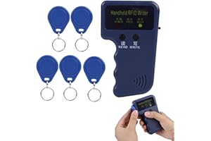 DIOCHE Lector de ID,Portátil de mano Copiadora de tarjetas de identificación para tarjeta de identificación RFID de para control de acceso con 5 etiquetas