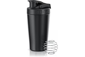 Arendo - Eiweiß Shaker Edelstahl 500ml – Protein Shaker mit Mixkugel - BPA frei – Mixbecher – Metall Premium Eiweißshaker – Tragegriff – spülmaschinengeeignet - to Go für Yoga Fitness Sport