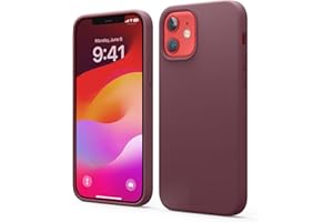 elago Etui kompatybilne z iPhone 12 i kompatybilne z iPhone 12 Pro 15.5 cm, etui z płynnego silikonu, ochrona całej obudowy (ochrona ekranu i aparatu), miękka wyściółka z mikrofibry, bordowe