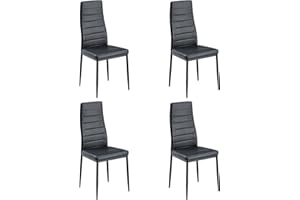 Stanew Set of 4 Modern Dining Chairs, Kitchen Chair Leather with Metal Legs and Foot Pads,Thick Padded Seats,Backrest Set.(Black,4 Chairs)