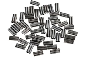 Gazechimp 50pcs Double Barrel Copper Crimp Sleeves Cravets de Pêche Durable Multifonction - Noir, Alésage de 1,5 mm