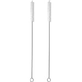 RawNori 2 Drinking Straw Cleaning Brush LONG - Stainless Steel Bristle Cleaner for Beverage Straws Heavy Duty for Glass Washing