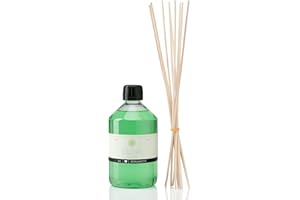 ‎OLORI Bergamot Room Fragrance Refill Set 500 ml with 10 Rattan Sticks - Fragrance Oil with Essential Oils - Natural Refill A Very Subtle and Fresh Fragrance - Refill Bottle 100% Natural
