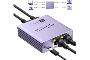 TICENPE Switch Ethernet 1 a 3 1000Mbps Aluminio Gigabit Ethernet Splitter Duplicador RJ45 con Cable De Alimentación USB C para Ordenadores Routers Decodificadores TV Digital