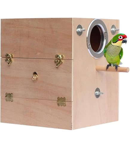 BREUAILY Nistkasten 40x30x50cm Für Sittiche & Lovebirds - Holz Mit Acryl Fenster