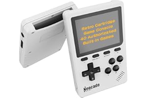 Neocade Console per Videogiochi Portatile Retrò, 40 Giochi Retrò con Licenza Originale Pico Preinstallati, Compatibile con Cartuccia PIKO/GBA - Bianco