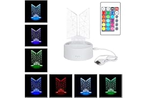 ZHENGGE Kpop BTS Bangtan Boys 16 colores con control remoto LED luz nocturna USB Acrílico Decoración de la habitación para Army Gifts