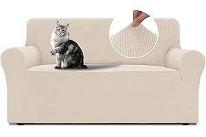 BellaHills Funda Sofa 2 plazas,Fundas de Sofa Ajustables,Protector Sofa Gatos Arañazo y Perros Mascotas,Natural,1 Pieza