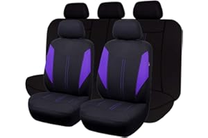 Flying Banner Universal Breathable Mesh Car Seat Covers Full Set Airbag Compatible Split Bench Auto Cushions Protector (Black and Purple)