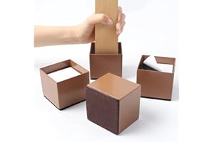 AIRUJIA 5cm Lift Furniture Risers Carbon Steel, Diameter 8cm Protection Heavy Duty, Bed Risers Adds 5cm Height to Beds Sofas Cabinets Supports 20,000 lbs(Brown,Square)