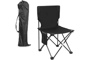 SNZ Sedia Pieghevole da Spiaggia e Campeggio Portatile Leggera - Sedia Mare con Schienale, Borsa Trasporto e Tascone Laterale, Resistente all'Acqua, Nero, 120kg