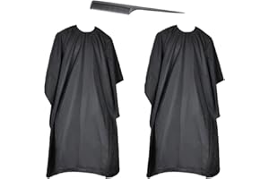 ZOCONE 2 Piezas Capa de Peluqueria Negra Ajustable Capas de Corte Peluqueria para Hombres y Mujeres Profesional Capa Barbero Universal con Peine para Cortar el Pelo