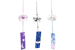 INHEMING 3 Piezas Carillón de Viento japonés Cristal,Campanas de Viento Japonesas Pequeñas,Campanas de Viento Hechas a Mano para Céspedes, Jardines, Patios, Salones