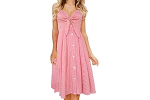 FANCYINN Vestidos Mujer Verano Casual Fiesta Media Pierna Bandage Floral Vestidos Midi Mujer