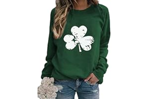 Ykomow St Patricks Day Sweatshirt Women Long Sleeve Leopard Shamrock St. patricks Shirts Tees