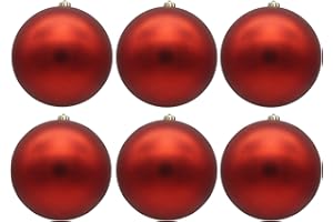 ‎ANNASTORE Weihnachtskugeln aus Kunststoff zum Hängen für den Außenbereich - Frost und Wetterfest - Outdoor Weihnachtkugeln - Christbaumkugeln für draußen (6 Stück Rot Matt Ø 12)