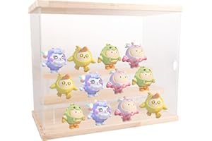 APACALI Vitrine en acrylique, boîte de rangement transparente avec support d'affichage à 3 niveaux, pour objets de collection, figurines miniatures, protection contre la poussière, rangement,