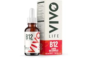 Vivo Life Vitamin B12 Complex, High Potency Health Supplement, Orange Flavour Liquid Drops, 60ml, 60 Servings