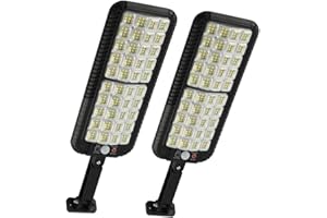SENDALE 2 pack Luz Solar Exterior, Focos LED Exterior Solares Potente con Sensor de Movimiento, 256 LED Farolas Solares Impermeable 3 Modos Ajustables Lampara Pared para Jardín Patio (256LED)