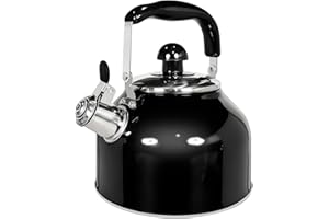 Vinekraft Stove Top Kettle, 2.7L Whistling Kettle, Stainless Steel Kettle Teapot for Gas Hobs, Induction and Electric Hobs (Bright Black)