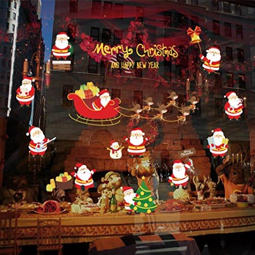 Christmas Living Room Xmas Santa Claus Snowman Elk Wall Stickers Window Decor By DoraMe (95cm*68cm, Multi)