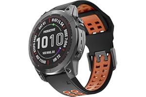 ISABAKE 22 mm Bracelets de Remplacement pour Fenix 7/Fenix 5 Plus/Fenix 5/Fenix 6/Fenix 6 Pro/Epix/Forerunner 935/945/Approach S60/Quatix 5, Bracelet Sport en Silicone Bicolore de 22mm,Hommes/Femmes