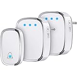 YYQ Campanello Senza Fili da Esterno Impermeabile IP44, Wireless Doorbell con Raggio d’Azione 300M, Indicatore LED, 1 Trasmet