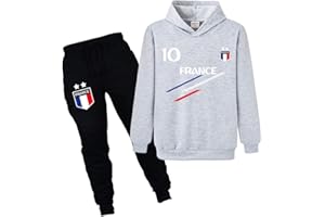 Forlcool Ensemble Deux pièces Sweat à Capuche et Pantalon de Sport de Football pour Enfants France 2 étoiles