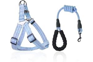 VALICAER Nylonowe szelki dla psów, regulowane uprząż dla psów, trwałe i wygodne uprząż dla średnich dużych, miękkie szelki z miękkimi wkładkami i klamrą PP,niebieskie (XL)