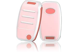 OFF WE GO Funda para Llave Coche con Kia Carcasa para Mando Compatible con Carens Rio Sedona Forte Cerato/K3 Optima/K5 Sorento Sportage Soul Funda para Tarjeta de Llave con Hombre Mujer, Rosa