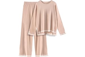 Yuson Girl Ensemble Femme Deux Pièces Élégant Ensemble D'intérieur Manches Longues Sweater Top et Pantalon à Jambes Larges Ensembles Survêtement Lounge Wear Automne Hiver