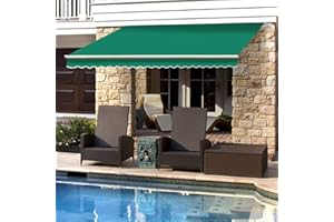 Green Bay 2.5 x 2m Manual Awning Garden Patio Canopy Sun Shade Shelter Retractable Green