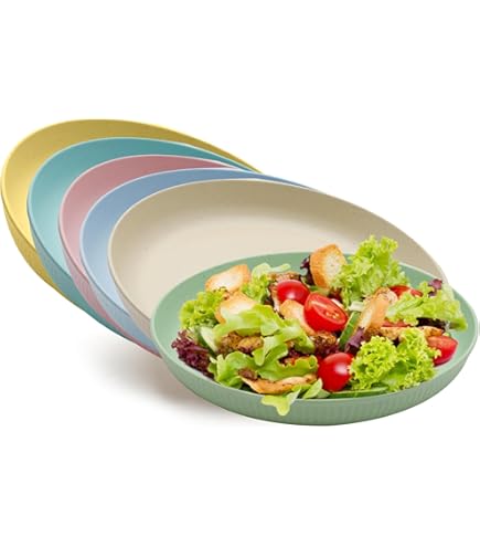 Set 6 Piatti Di Plastica Antiscivolo 9 Pollici - Per Insalate, Pasta, Party, Microonde E Lavastoviglie - Foto 2