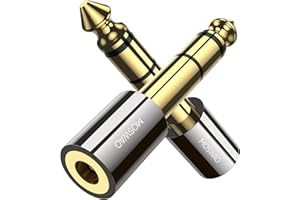 MOSWAG Adaptateur Jack 6.35mm Mâle vers 3.5mm Femelle Stéréo, 3.5mm to 6.35 mm Plaqué Or Adapter pour Cordon de Guitare, Téléphone Mobile, Ordinateur de Bureau, Ordinateur Portable (2 Pack)