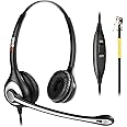 Wantek Telephone Headset with Microphone Noise Cancelling, RJ9 Office Phone Headset Compatible with Yealink T19P T21P T23G T41S T42S T46S Avaya 1608 9608 9611G Grandstream GXP1620 1630 Snom Panasonic