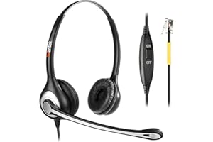 Wantek - Auriculares de teléfono RJ9 compatibles con Yealink T19P, T21P, T23G, T41S, T42S, T46S, Avaya 1608, 9608, 9611G, Grandstream GXP1620, 1630, Snom, Panasonic