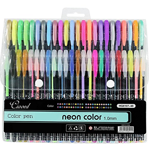 comprare on line Ciaoed Set di 48 Penne Gel Glitter Multicolore Colorate Penne Roller per Colorazione, Pittura, Disegno, Scarabocchiare e Abbozzare prezzo